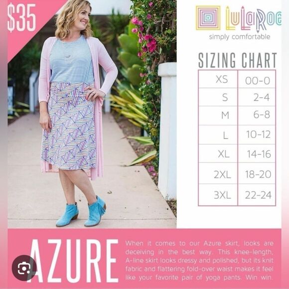 LuLaRoe 3X Azure Pastel Yellow Mauve Pink Blue Orange Geo Print A-Line Skirt - Picture 2 of 11